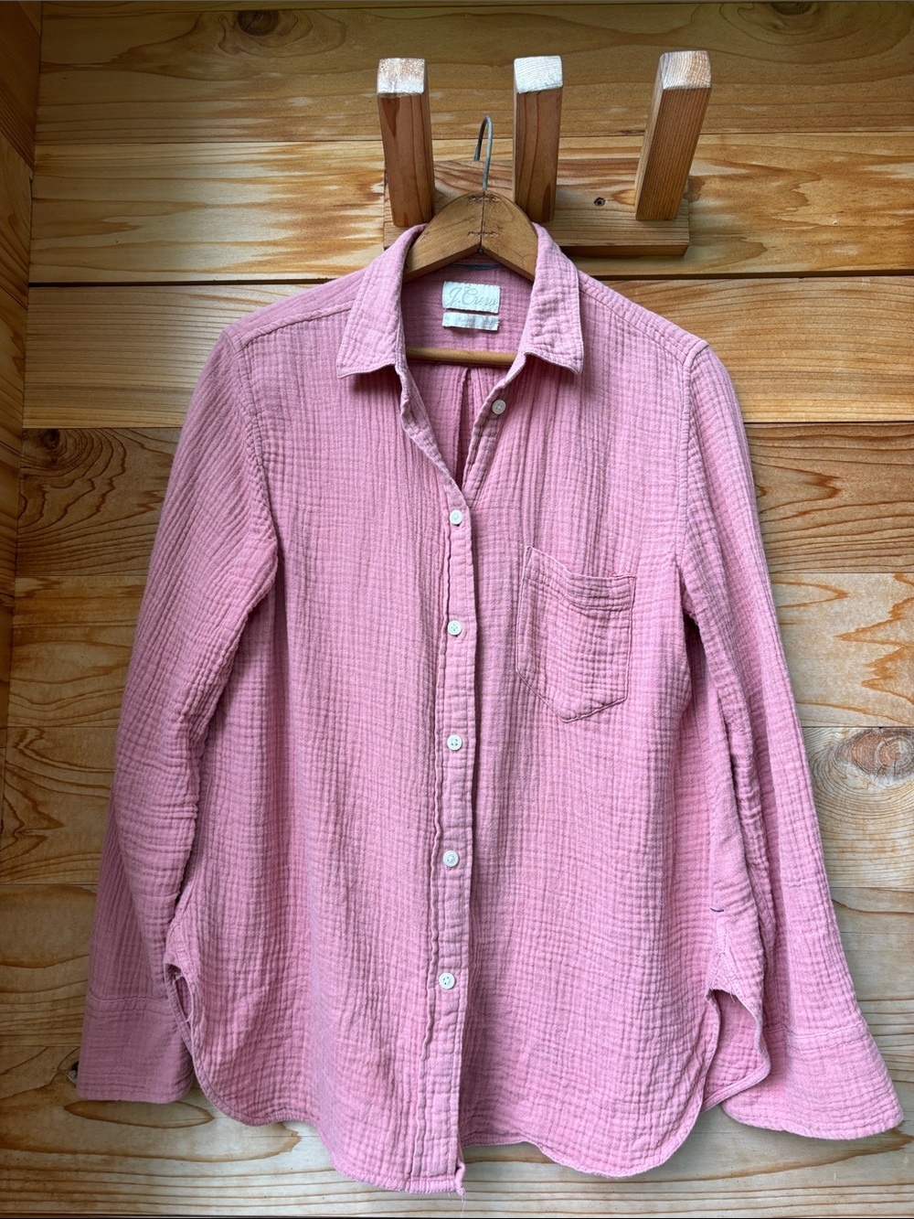 J.Crew Garçon Double Gauze Cotton Button Down Shirt Pink Small